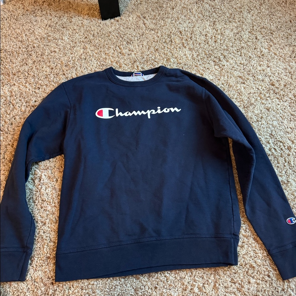 navy blue champion crewneck